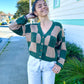 Green Checked Cardigan